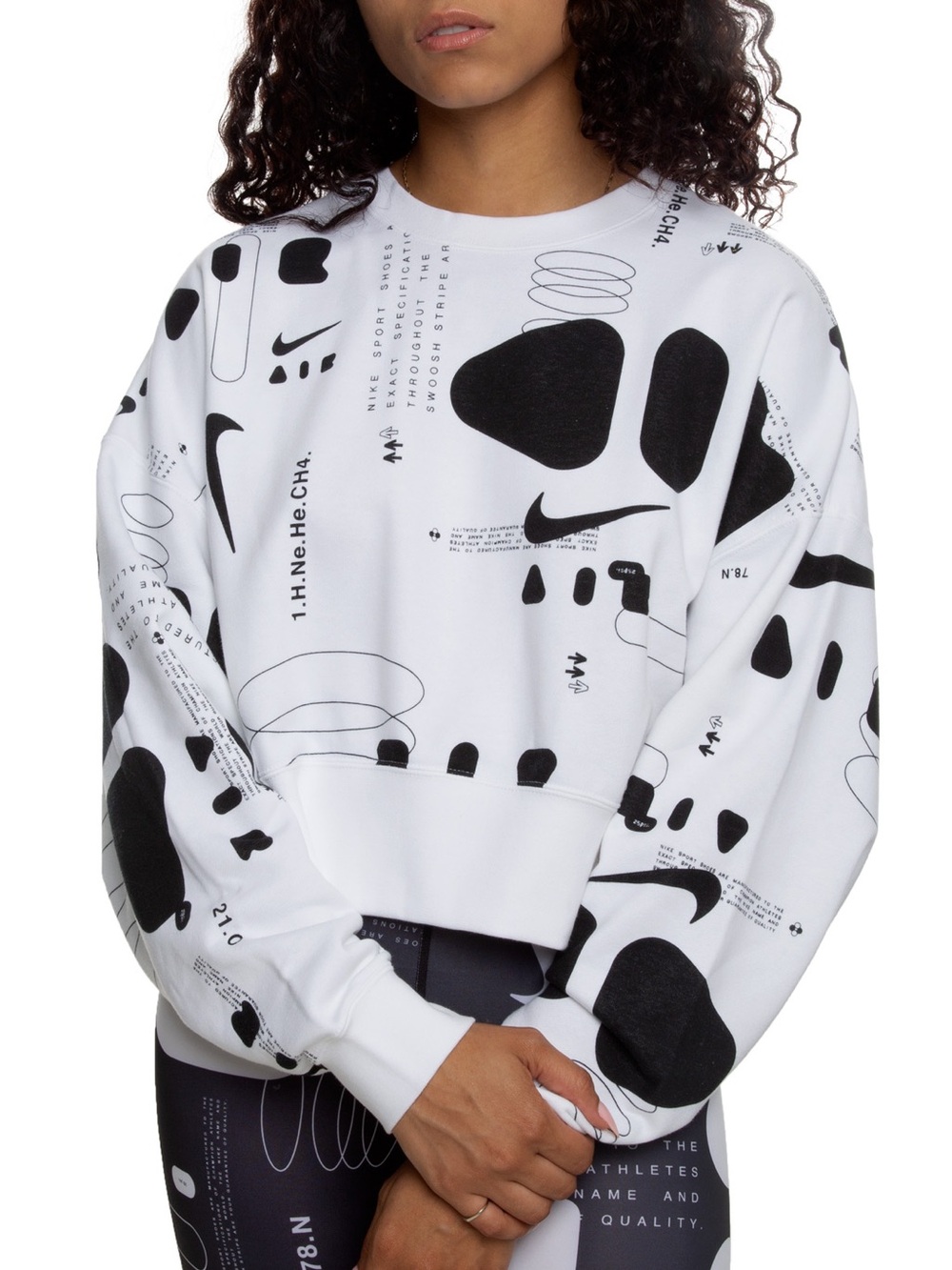 NIKE air crop crew sweatshirt white black size M